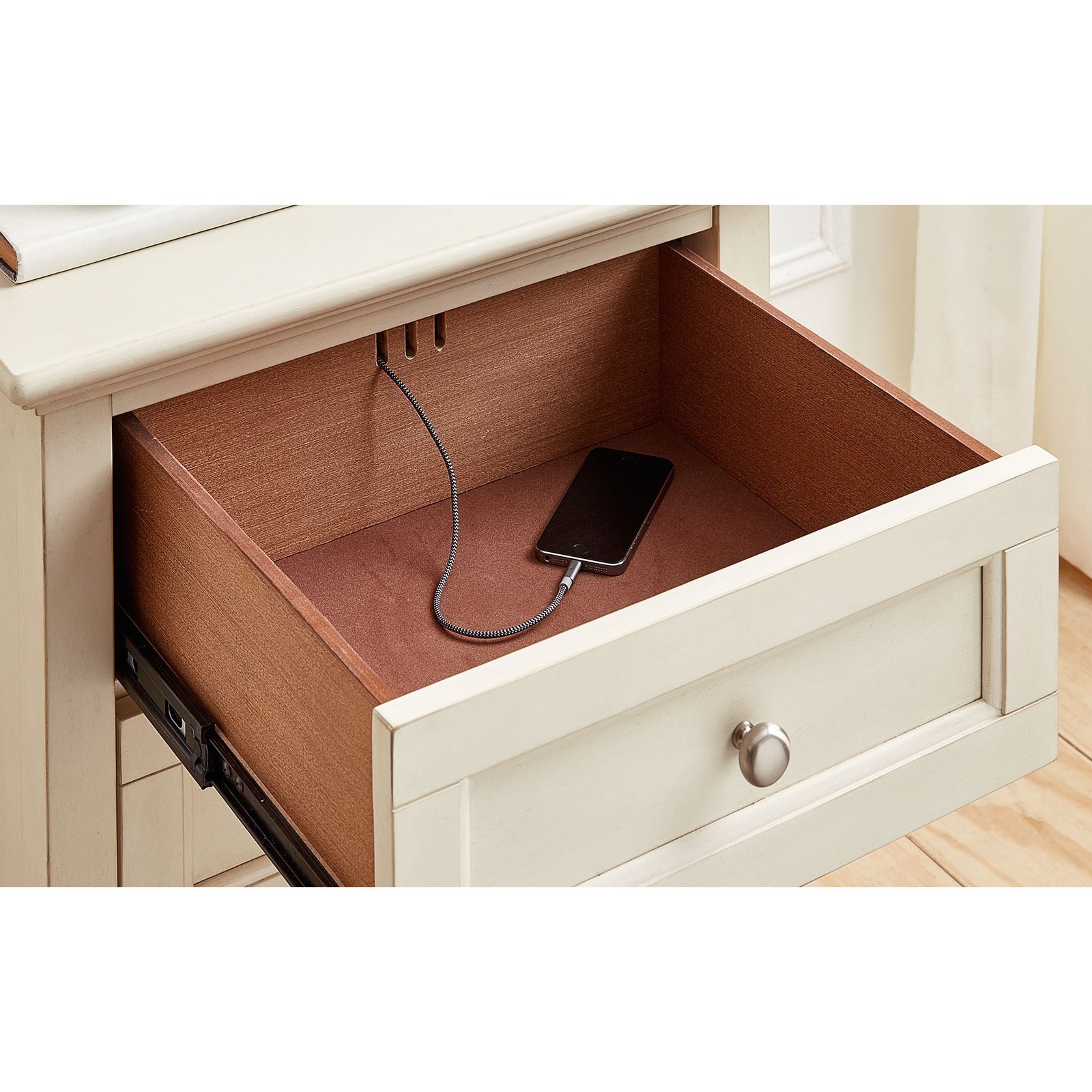 AAmerica Northlake NRLWT5780 Cottage Style Nightstand with Metal